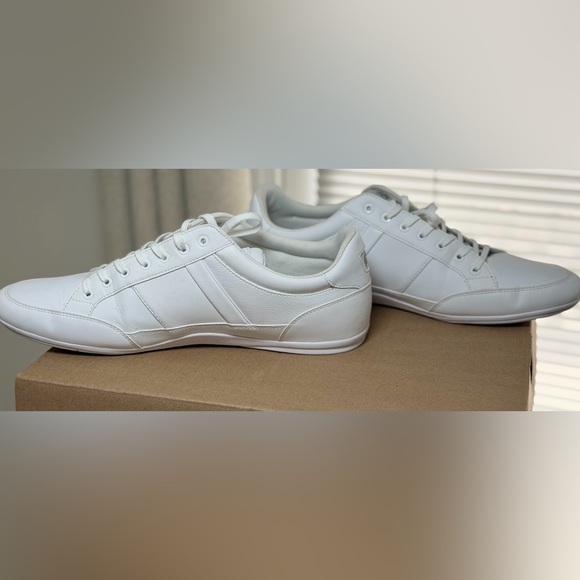 Lacoste White Leather Sneakers Men’s Size 13 Casual Shoes Clean Minimalist - Picture 2 of 8